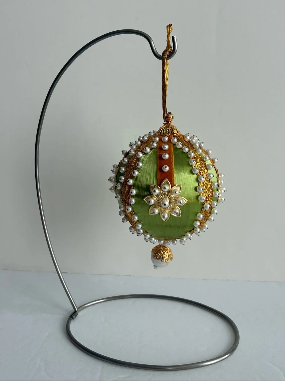 Vintage Handmade Beaded Pushpin Christmas Ornaments Sequins Ribbon Large Set 3